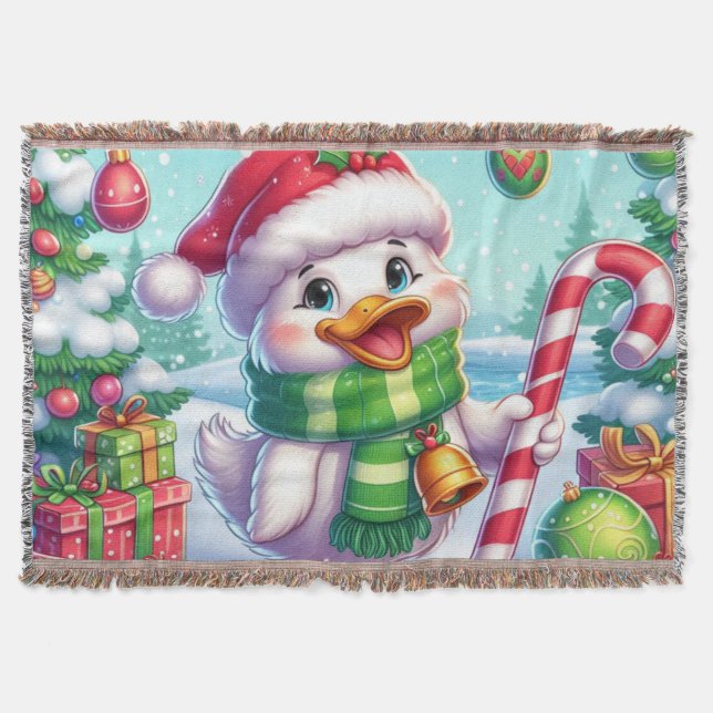 Cobertor Pato de Natal bonito e colorido (Frente)