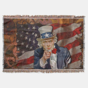Cobertor Patriótico Steampunk Sam & US Flag