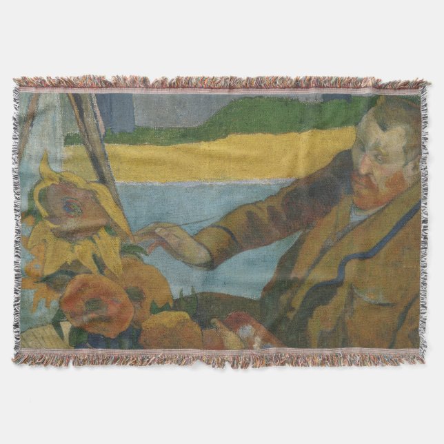 Cobertor Paul Gauguin Vincent van Gogh pintando girassóis (Frente)