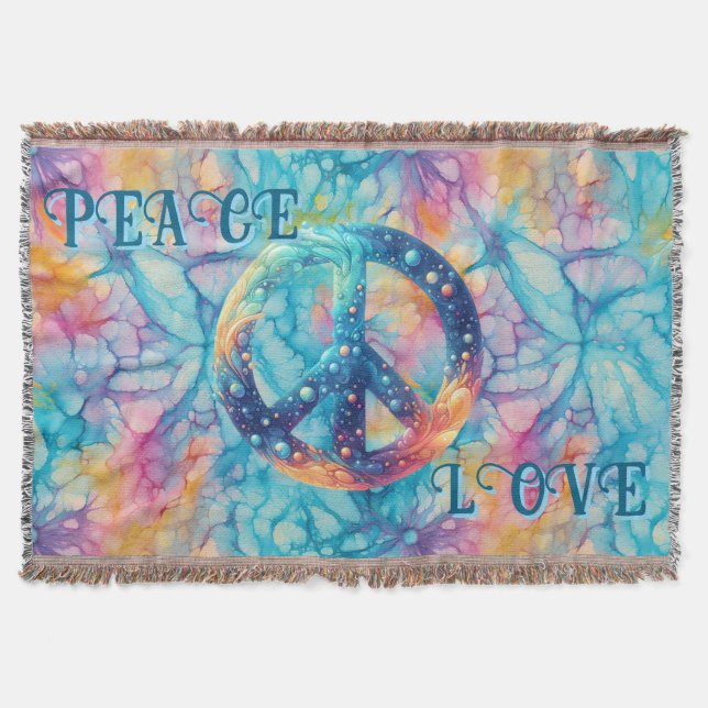 Cobertor Paz Amor Tie-Dye (Frente)