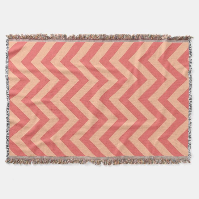 Cobertor Peach e Cranberry Chevron (Frente)