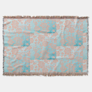Cobertor Peachy Floral Lace & Teal