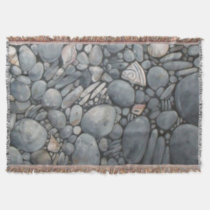 Cobertor Pedras de Praia Conchas Pebbles Rochas Pintura