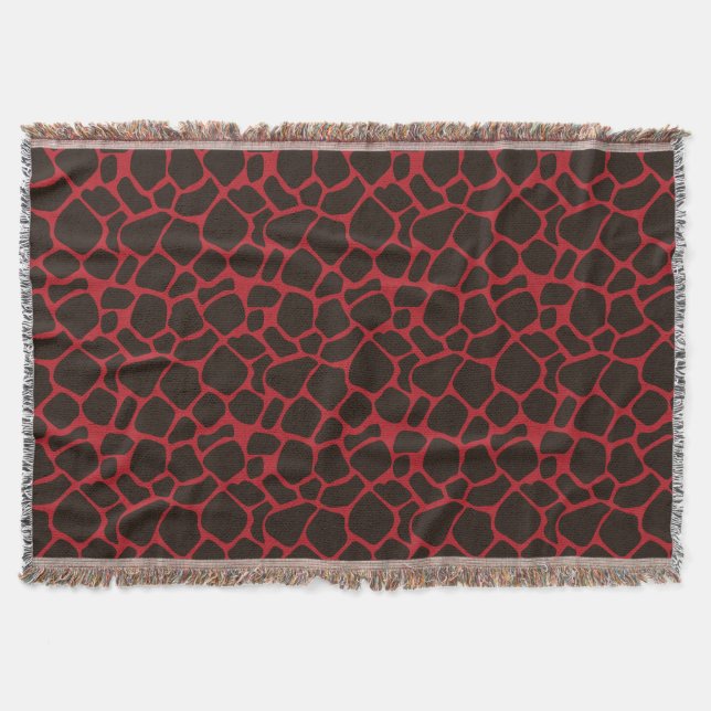 Cobertor Pele Animal Impresso de Leopardo Preto Vermelho Me (Frente)