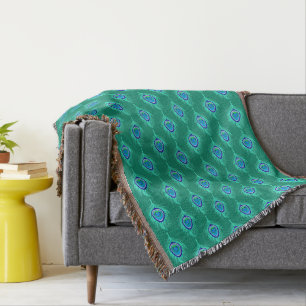 Cobertor Penas de Peacock, Aqua em Turquoise / Azul Peacock