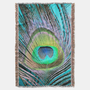 Cobertor Penas de Peacock em turquesa