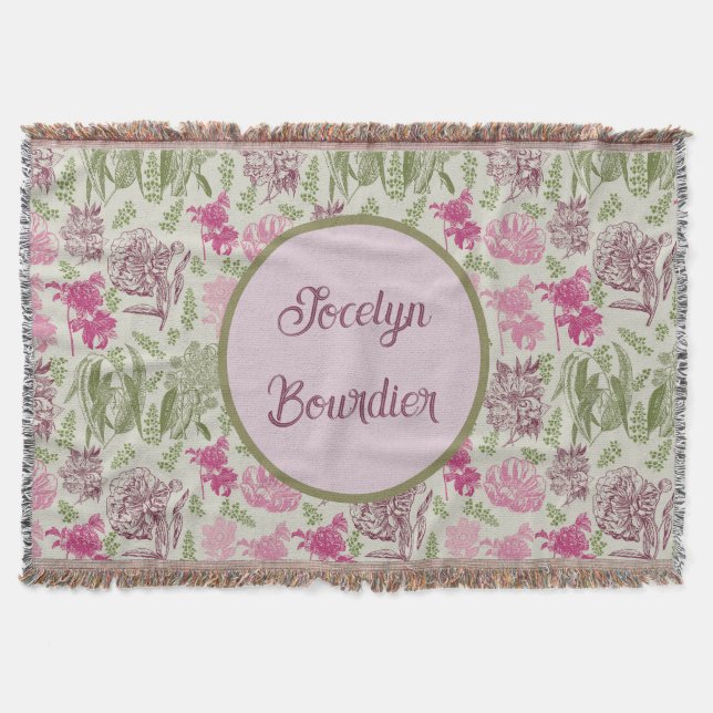 Cobertor Peonia Botânica Personalizada Eucalyptus (Frente)