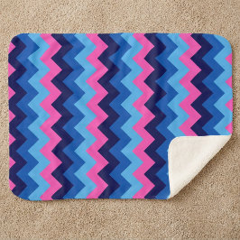 Cobertor Pequeno Sherpa Azul Rosa Chevrons