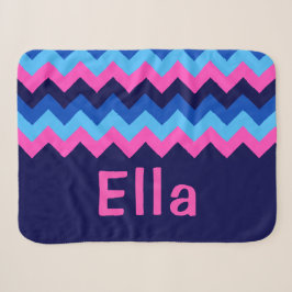 Cobertor Pequeno Sherpa Monograma Chevron Rosa Azu