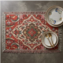  Persian Medallion Deep Red  Olive Floral Arabesqu