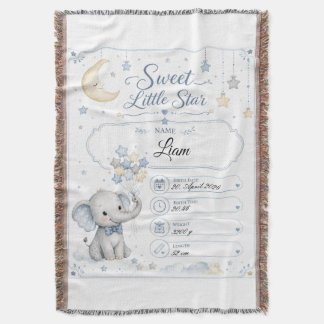 Cobertor Personalisierbare Baby Geburtstafel mit Elefant 