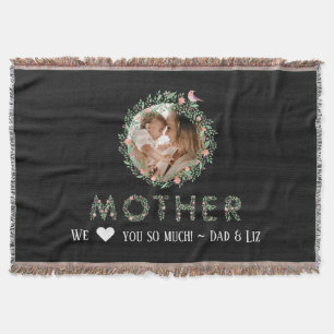 Cobertor Personalização de Foto de Quadro Floral da Mãe 