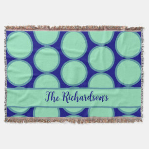 Cobertor Personalizado Azul Marinho Verde Menta Padrão de B