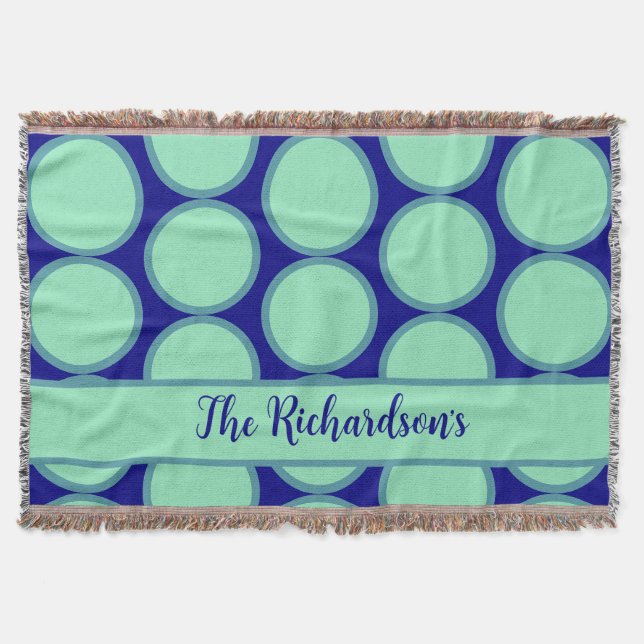 Cobertor Personalizado Azul Marinho Verde Menta Padrão de B (Frente)