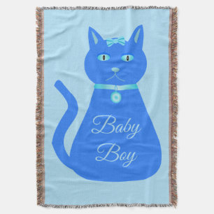 Cobertor Personalizado de Gato de Bebê Azul-Cinto