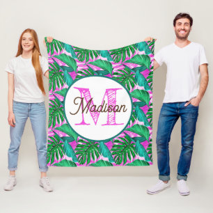 cobertor personalizado de velo tropical monograma
