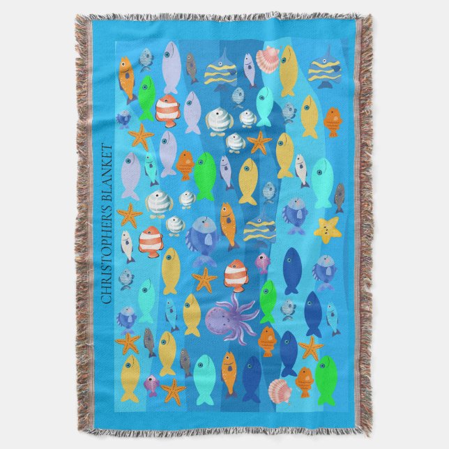 Cobertor Personalizado - Design de Peixe (Frente Vertical)