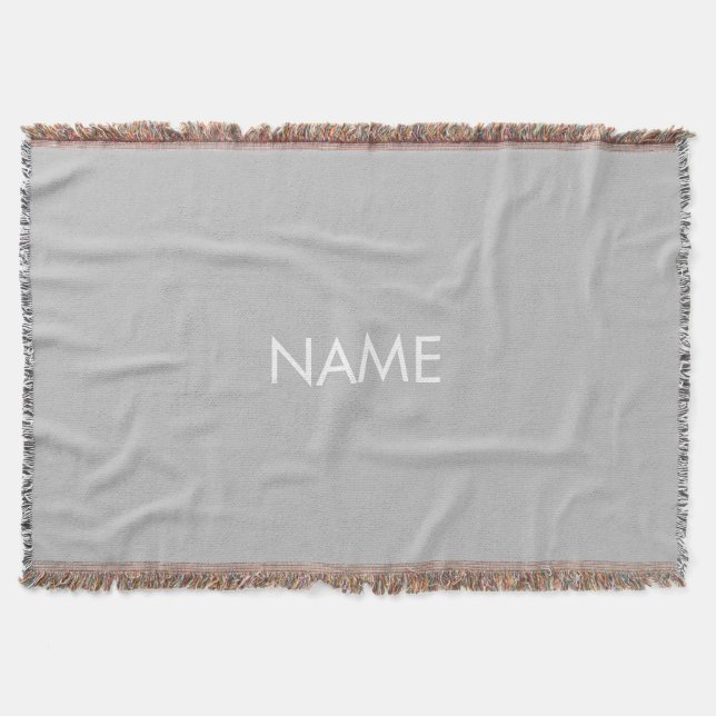 Cobertor Personalizar com o nome, branco de cinza minimalis (Frente)