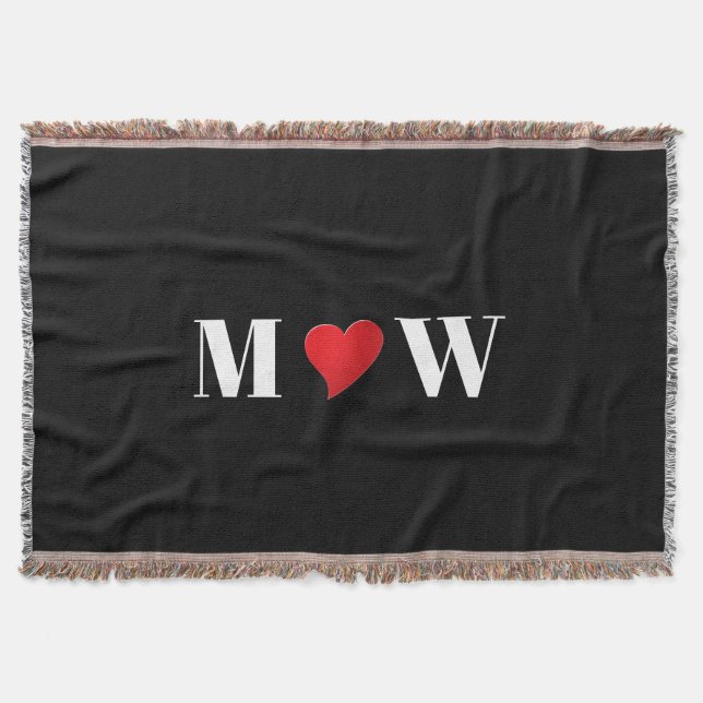 Cobertor Personalizar iniciais de casal A Ama B coração ver (Frente)