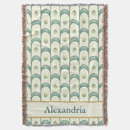 Cobertor Personalized Art Deco Teal & Gold Geometric