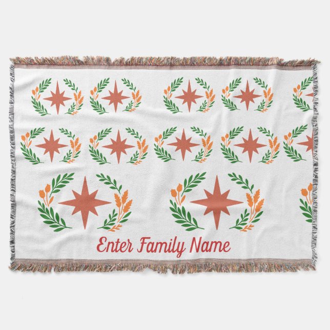 Cobertor Personalized Family Name Rustic Boho Star Wreath (Frente)