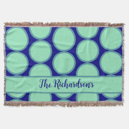 Cobertor Personalized Navy Mint Polka Dot Pattern Modern