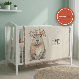 Cobertor Personalized Nursery Blanket • Capybara Baby Decor