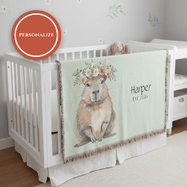 Cobertor Personalized Nursery Blanket • Capybara Baby Decor