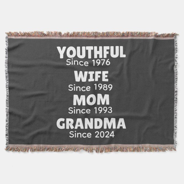 Cobertor Personalized Year Youthful Wife Mom Grandma,  (Frente)