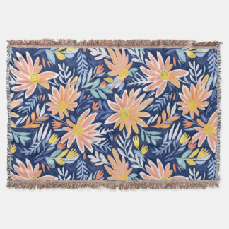 Cobertor Pessel azul folk floral