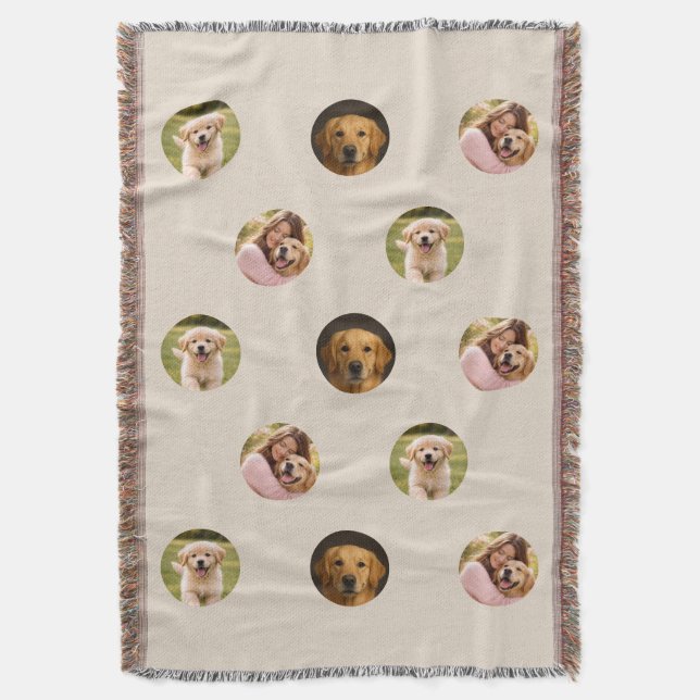 Cobertor Pet Family Photo Mother's Day Blanket Beige (Frente Vertical)