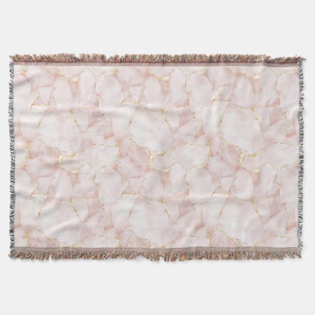 Cobertor Pétalas Florais Rosa Bege Dourado   (Frente)