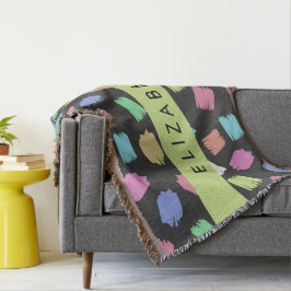 Cobertor Pincel Tinta, Traços Coloridos De Pincel, Seu Nome