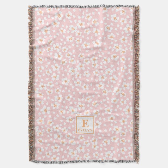 Cobertor Pink Monogram Name Throw Blanket (Frente Vertical)