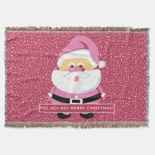 Cobertor Pink Papai Noel em queda no Natal da neve