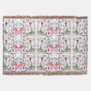 Cobertor Pintado com a mão de folhosas de Natal