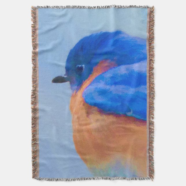 Cobertor Pintura Bluebird - Arte Original para Pássaros (Frente Vertical)