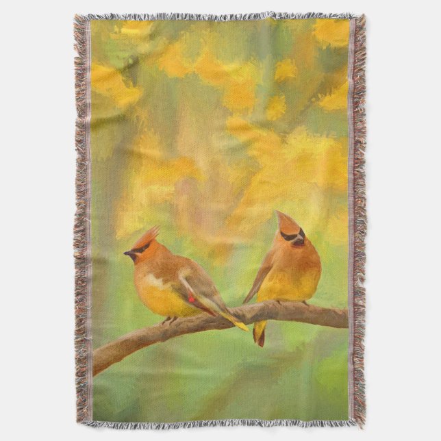 Cobertor Pintura De Cedar Waxwing - Arte De Cachorro Origin (Frente Vertical)