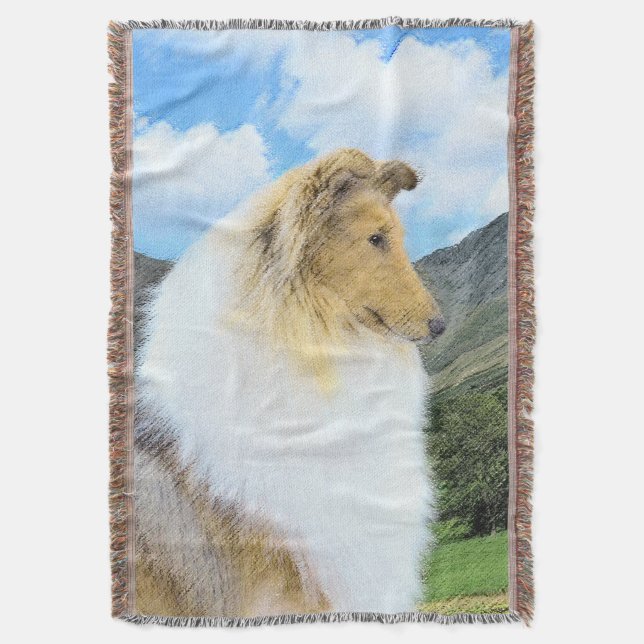 Cobertor Pintura de Collie em Montanhas (Rough) - Arte Cani (Frente Vertical)