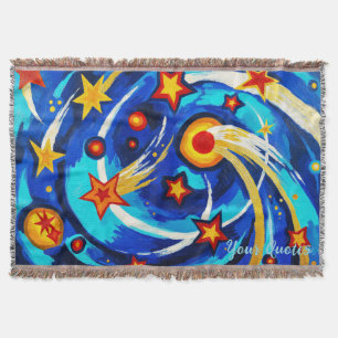 Cobertor Pintura de Galáxia Azul Turquesa Abstrata Espaço C