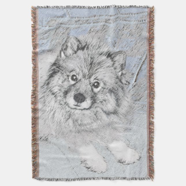 Cobertor Pintura de Keeshond Beth - Arte de Cachorro Origin (Frente Vertical)