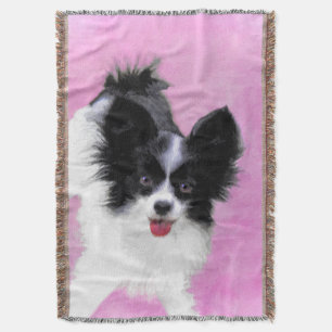 Cobertor Pintura de Papillon (Branco e Preto) - Arte Canina