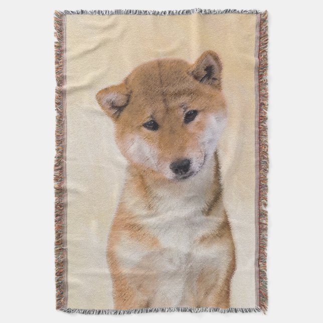 Cobertor Pintura de Shiba Inu (Vermelho) - Arte de Cachorro (Frente Vertical)