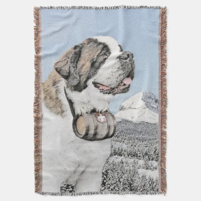 Cobertor Pintura de St Bernard - arte original bonito do (Frente Vertical)