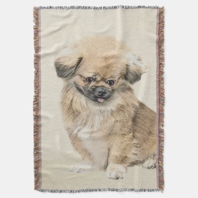 Cobertor Pintura em Pekingese - Arte Cachorra Original (Frente Vertical)