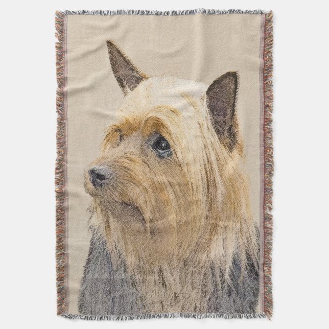 Cobertor Pintura Silky Terrier - Arte Cachorro Original Cac (Frente Vertical)