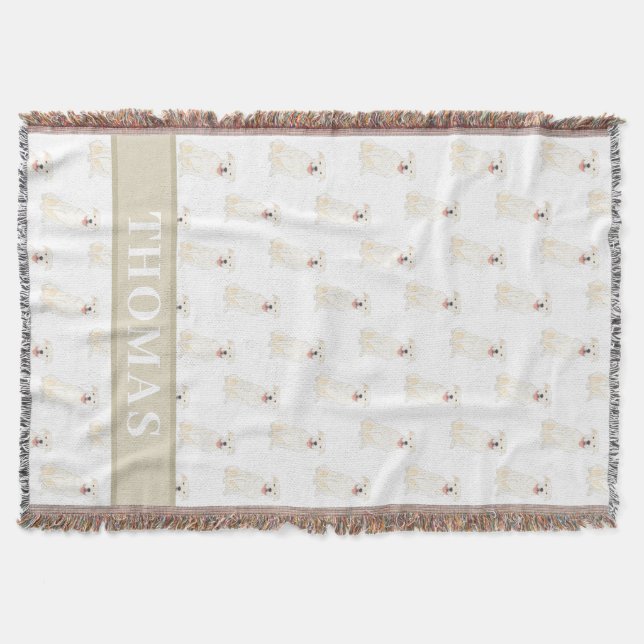 Cobertor Pitbull Staffy Personalizado (Branco)  (Frente)