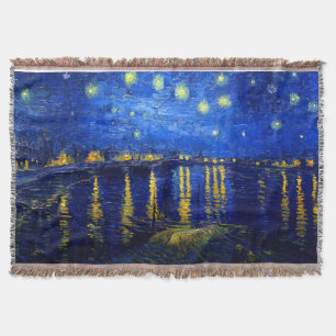 Cobertor PixDezines Van Gogh noite estrelada sobre o Ródano