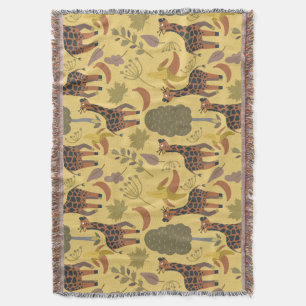 Cobertor Plano de fundo amarelo sem costura Giraffe