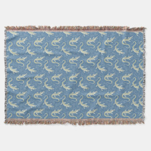 Cobertor Playful Green Alligator Paisley em azul